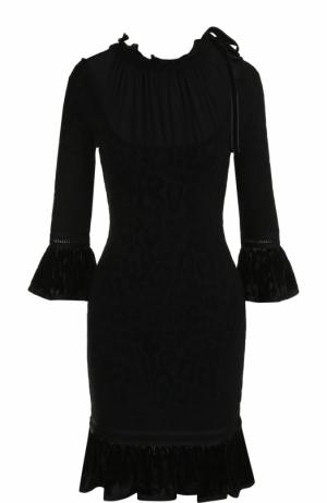 Приталенное платье-миди с укороченным рукавом Roberto Cavalli. Цвет: черный