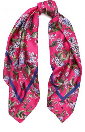 Шелковый платок с цветочным принтом Escada. Цвет: фуксия