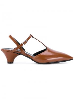 Туфли-лодочки с Т-образным ремешком Marni. Цвет: коричневый