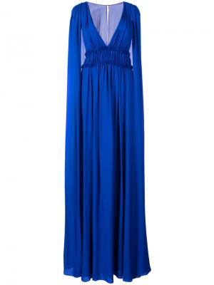 Платье-кейп Marchesa Notte. Цвет: синий