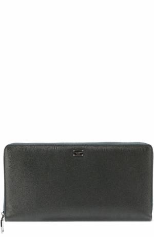 Кожаный бумажник на молнии с отделением для кредитных карт Dolce & Gabbana. Цвет: темно-зеленый