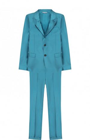 Шелковый костюм из брюк и пиджака Dolce & Gabbana. Цвет: голубой