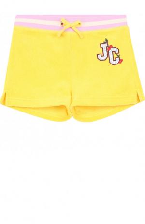 Хлопковые шорты с поясом на кулиске Juicy Couture. Цвет: желтый