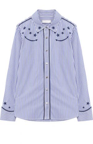 Хлопковая блуза в полоску Stella McCartney. Цвет: синий
