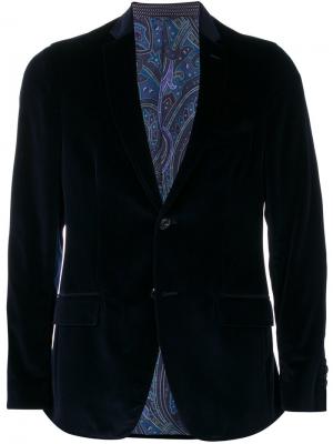 Бархатный пиджак Etro. Цвет: синий