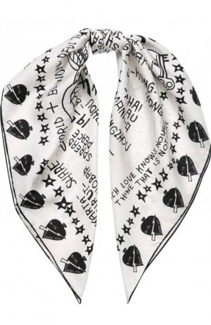 Шелковый платок с принтом Givenchy. Цвет: белый