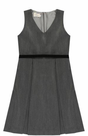 Приталенное платье с защипами и поясом Caf. Цвет: серый