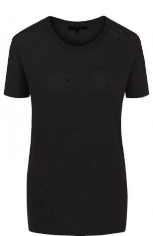 Льняная футболка прямого кроя с потертостями Iro. Цвет: черный