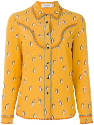 Блузка с принтом пингвинов Coach. Цвет: жёлтый и оранжевый