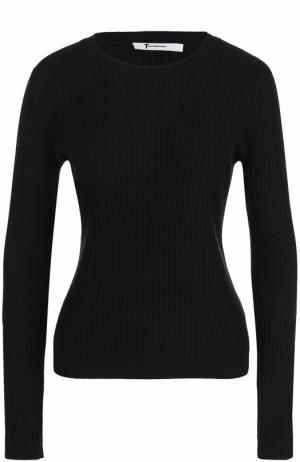 Пуловер фактурной вязки с круглым вырезом T by Alexander Wang. Цвет: черный
