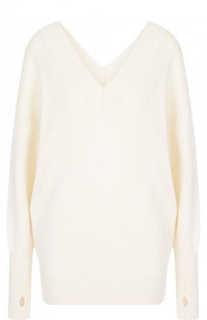 Однотонный кашемировый пуловер с V-образным вырезом Tom Ford. Цвет: белый