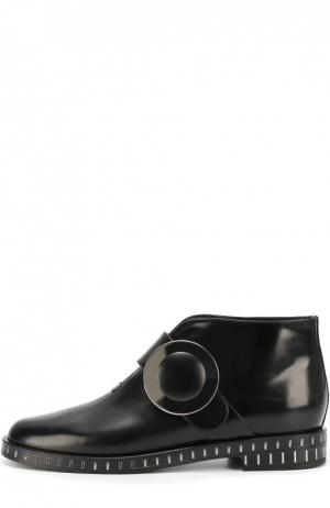 Кожаные ботинки с круглой пряжкой Giorgio Armani. Цвет: черный