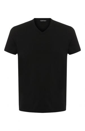 Хлопковая футболка с V-образным вырезом Tom Ford. Цвет: черный