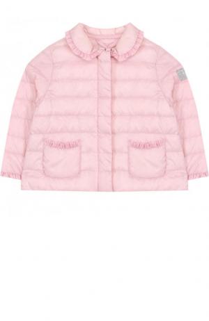 Пуховая куртка с оборками Il Gufo. Цвет: розовый