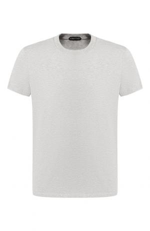Хлопковая футболка с круглым вырезом Tom Ford. Цвет: серый