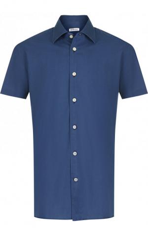 Хлопковая рубашка с короткими рукавами Kiton. Цвет: синий