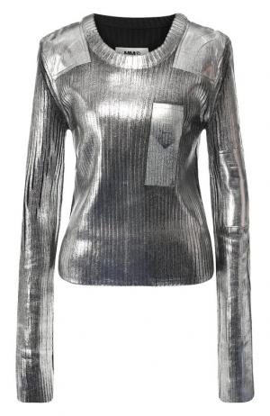 Пуловер с круглым вырезом Mm6. Цвет: серебряный
