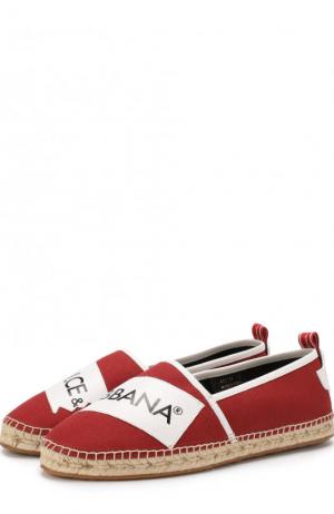 Текстильные эспадрильи Tremiti с кожаной отделкой Dolce & Gabbana. Цвет: красный