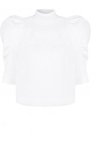 Однотонная хлопковая блуза с воротником-стойкой Chloé. Цвет: белый