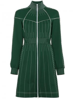 Короткое платье на молнии с контрастной строчкой Valentino. Цвет: зелёный