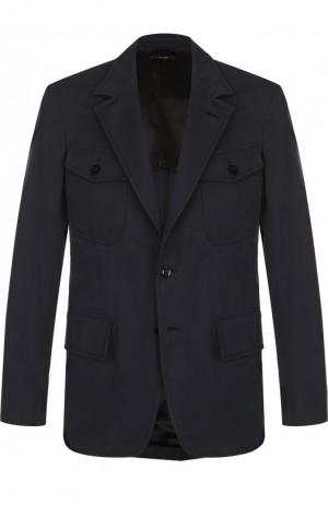 Однобортный хлопковый пиджак Tom Ford. Цвет: темно-синий