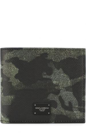 Кожаное портмоне с отделениями для кредитных карт Dolce & Gabbana. Цвет: хаки