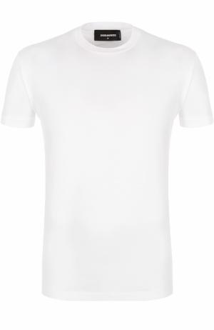 Хлопковая футболка с круглым вырезом Dsquared2. Цвет: белый