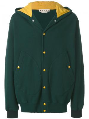 Спортивная куртка на пуговицах Marni. Цвет: зелёный