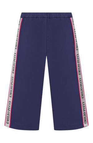 Укороченные брюки свободного кроя из хлопка Emilio Pucci. Цвет: синий