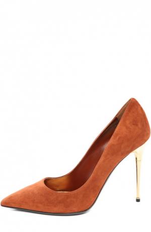 Замшевые туфли Metal Heel на шпильке Tom Ford. Цвет: светло-коричневый