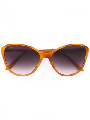 Крупные солнцезащитные очки формы кошачий глаз Cartier. Цвет: жёлтый и оранжевый