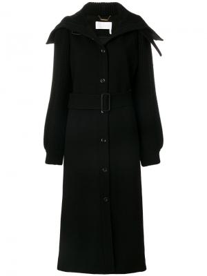 Пальто на пуговицах с поясом Chloé. Цвет: чёрный
