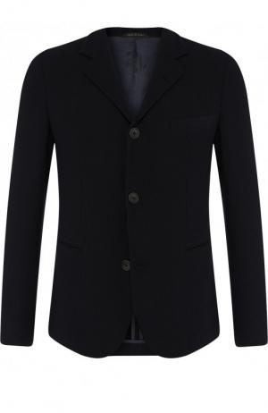 Однобортный шерстяной пиджак Giorgio Armani. Цвет: синий