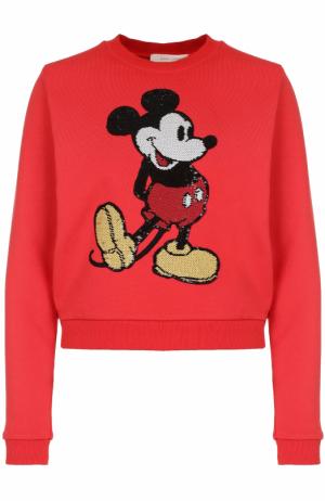 Хлопковый пуловер с вышивкой пайетками Marc Jacobs. Цвет: красный