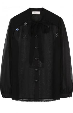 Полупрозрачная блуза с воротником аскот Coach. Цвет: черный