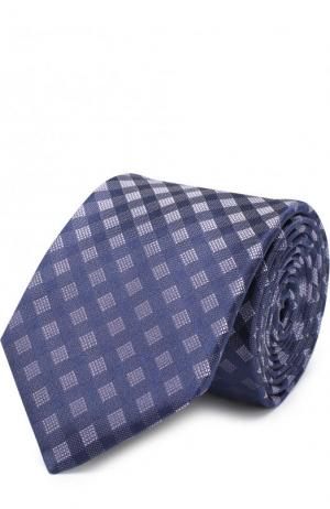 Шелковый галстук с узором BOSS. Цвет: синий