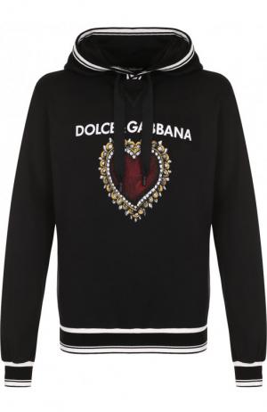 Хлопковое худи с принтом Dolce & Gabbana. Цвет: черный