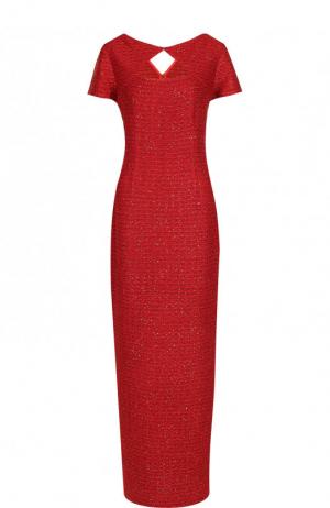 Вязаное платье-макси и высоким разрезом St. John. Цвет: красный