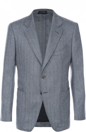 Однобортный пиджак из смеси шерсти и шелка Tom Ford. Цвет: синий
