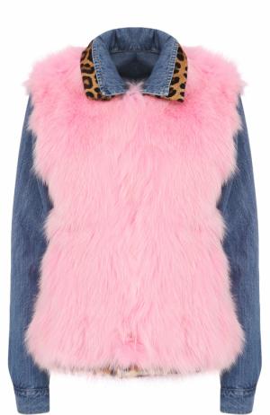 Двусторонняя джинсовая куртка с меховой отделкой Simonetta Ravizza. Цвет: розовый