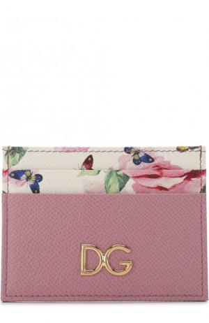 Кожаный футляр для кредитных карт с принтом Dolce & Gabbana. Цвет: розовый