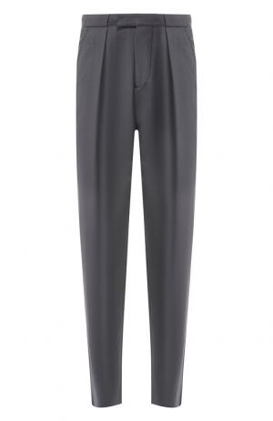 Шерстяные брюки прямого кроя Giorgio Armani. Цвет: серый