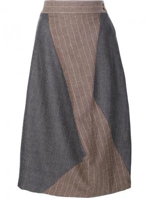 Асимметричная юбка в тонкую полоску Vivienne Westwood Red Label. Цвет: коричневый