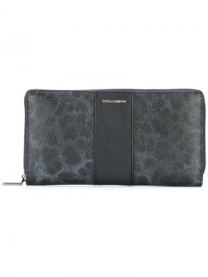 Удлиненный кошелек с леопардовым рисунком Dolce & Gabbana. Цвет: чёрный