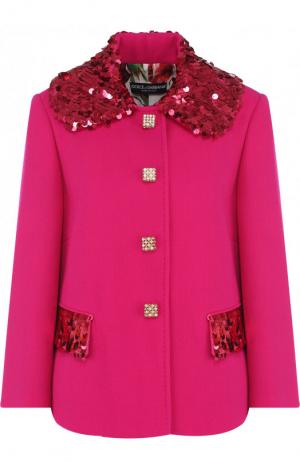 Шерстяной жакет с укороченным рукавом и декоративной отделкой Dolce & Gabbana. Цвет: фуксия