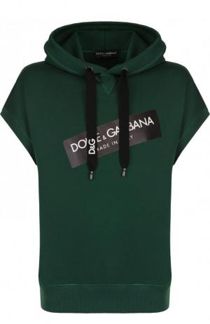 Хлопковое худи с короткими рукавами Dolce & Gabbana. Цвет: зеленый