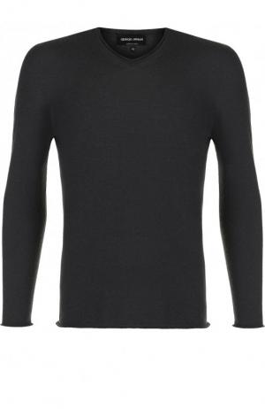 Кашемировый пуловер тонкой вязки Giorgio Armani. Цвет: темно-серый
