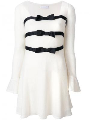 Короткое платье с бантами Blanchett Dame. Цвет: белый