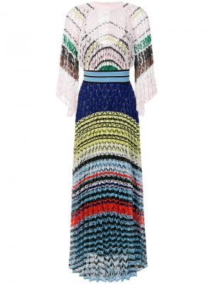 Плиссированное платье макси в полоску Missoni. Цвет: многоцветный