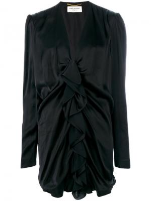 Платье миди с оборкой Saint Laurent. Цвет: чёрный